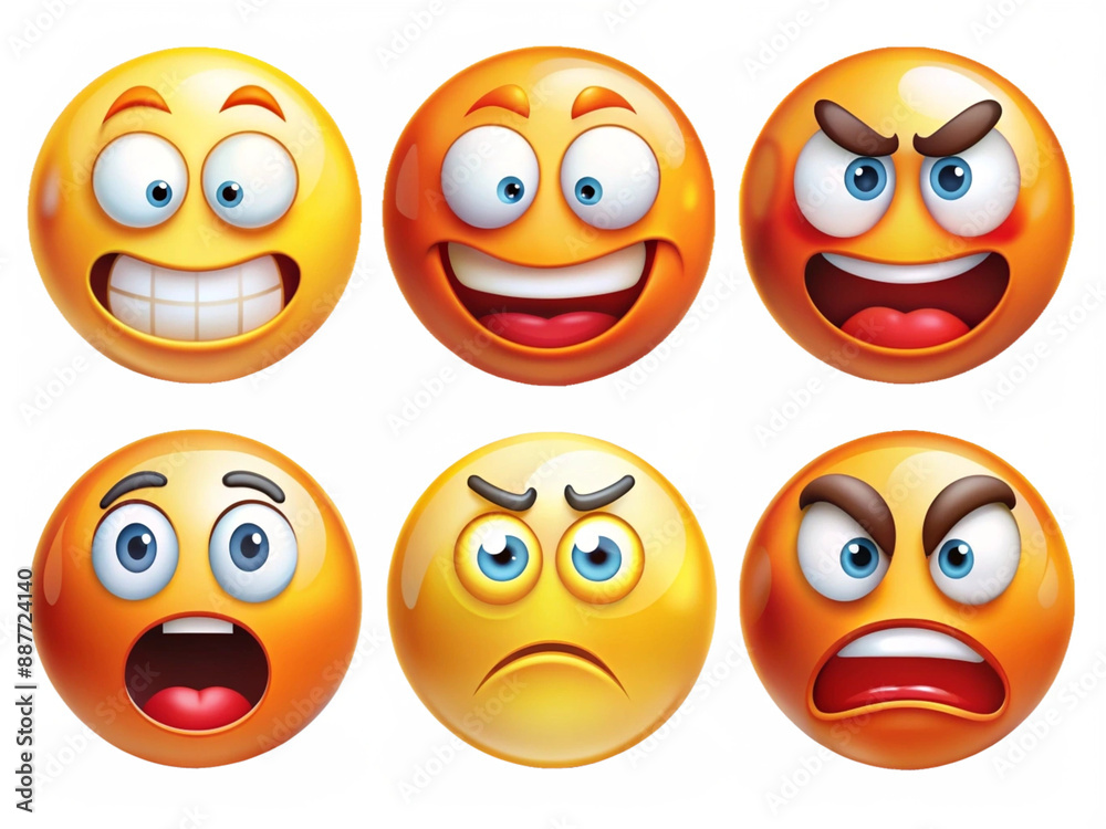 High Detailed Beautiful Emoji Expressions Icon Set on Transparent Background High Detailed Beautiful Emoji Expressions Icon Set on Transparent Background