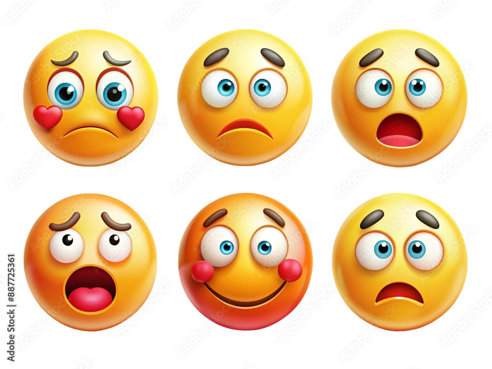 High Detailed Beautiful Emoji Expressions Icon Set on Transparent Background High Detailed Beautiful Emoji Expressions Icon Set on Transparent Background