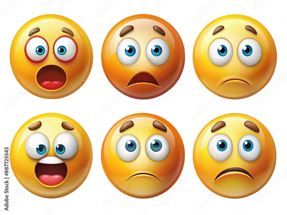High Detailed Beautiful Emoji Expressions Icon Set on Transparent Background High Detailed Beautiful Emoji Expressions Icon Set on Transparent Background