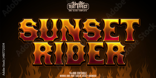 Rider editable text effect, customizable retro and vintage 3d font style