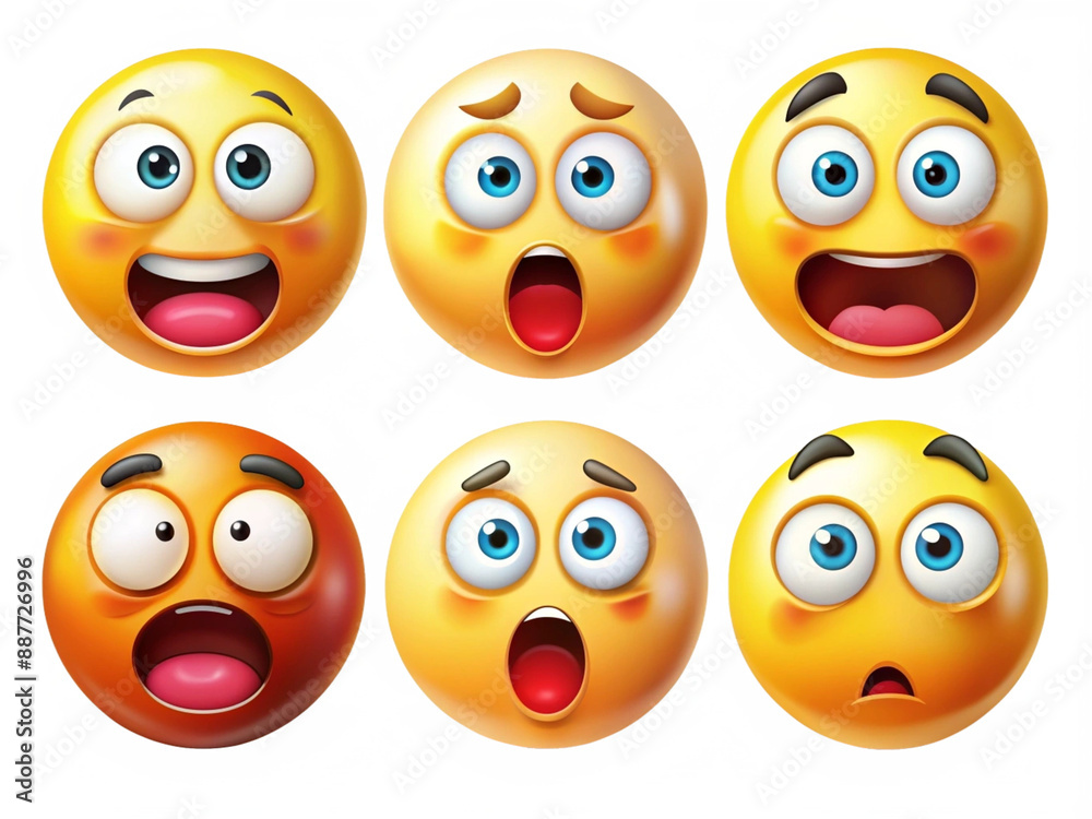 High Detailed Beautiful Emoji Expressions Icon Set on Transparent Background High Detailed Beautiful Emoji Expressions Icon Set on Transparent Background