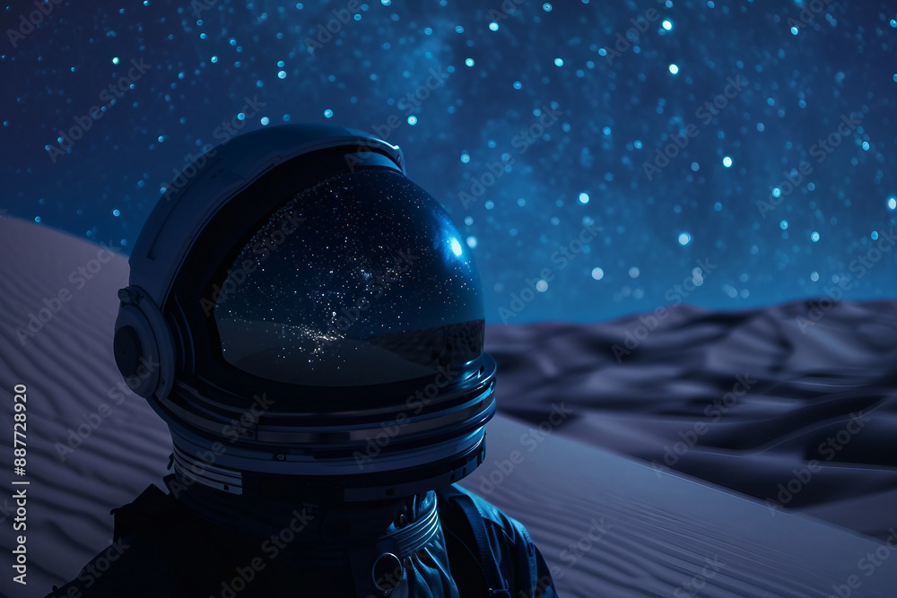 Closeup Generative AI picture of astronaut male female floating through space galaxy planet moon stars Closeup Generative AI picture of astronaut male female floating through space galaxy planet moon stars