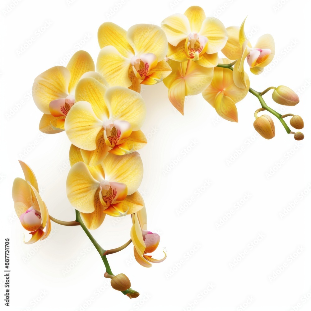 Fototapeta premium Exotic Orchid Plant with Realistic Texture on White Background