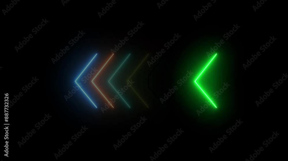 Neon line glowing arrow pointing right to left direction on black background loop animation. Flashing direction indicators. See my portfolio for more color or design video. Neon line glowing arrow pointing right to left direction on black background loop animation. Flashing direction indicators. See my portfolio for more color or design video.