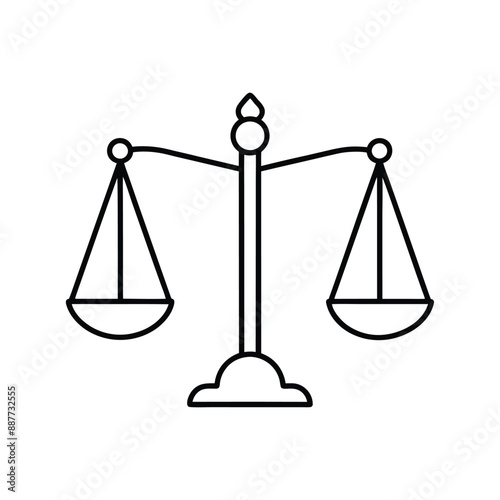 Scales of Justice Vector Line Art Icon Logo.