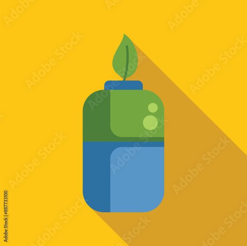 Green lighter burning with a leaf instead of fire, representing eco friendly lifestyle
