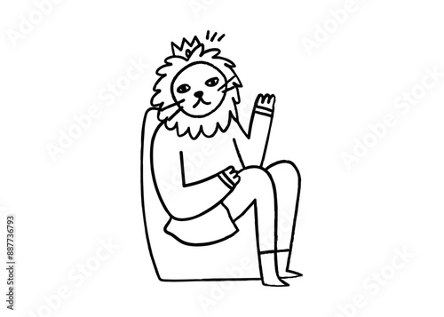 Crowned lion sitting on a throne