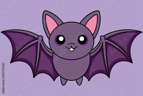 Adorable Bat Vector Graphic For Web And Print , Premium Bat Illustration For All Creative Projects. This premium Bat illustration features a cute and playful design perfect for print materials. photo