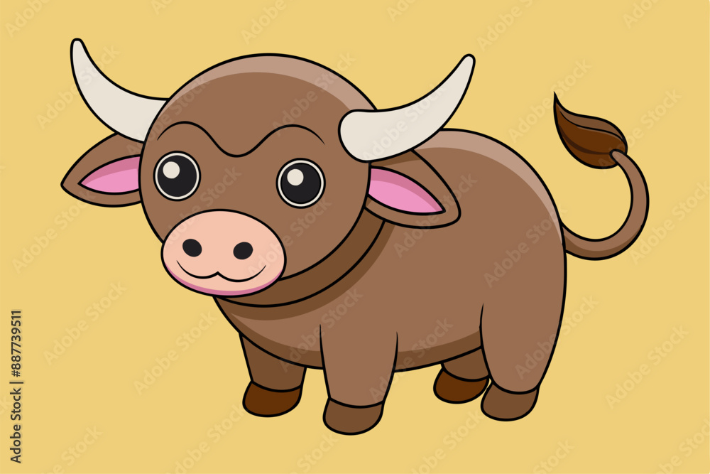Fototapeta premium Adorable Buffalo Vector Graphic For Web And Print , Premium Buffalo Illustration For All Creative Projects