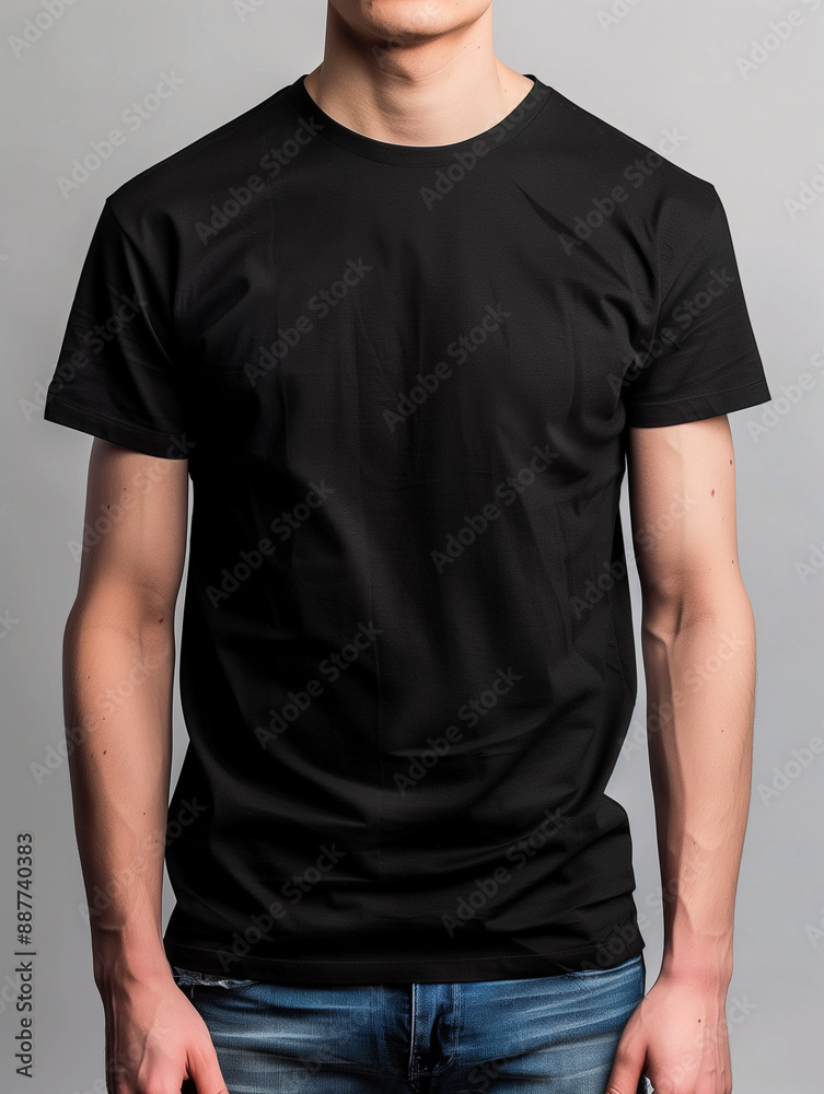 Blank black t-shirt mockup. Oversized empty black tee for advertisement tshirt design Blank black t-shirt mockup. Oversized empty black tee for advertisement tshirt design