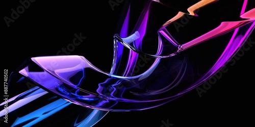 Abstract futuristic shape on black background, 3d render photo