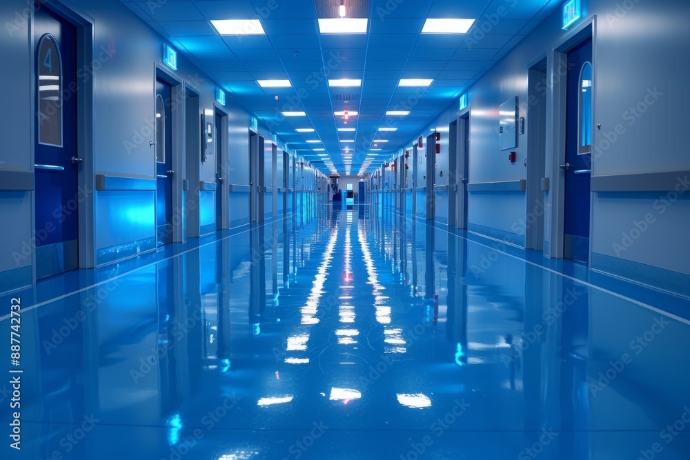 Modern and Clean Hospital Interior Design - High-Tech Patient Rooms and Hallways Modern and Clean Hospital Interior Design - High-Tech Patient Rooms and Hallways