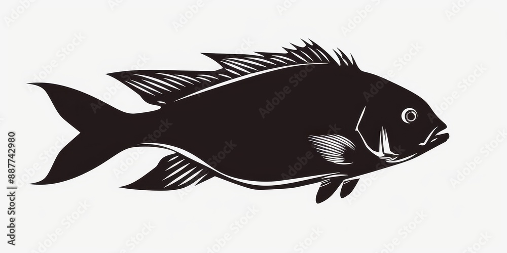 Fototapeta premium silhouette of fish on a white background