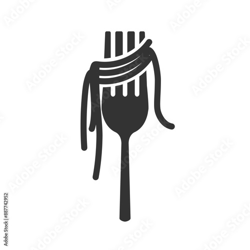Fork with spaghetti icon isolated vector illustration.