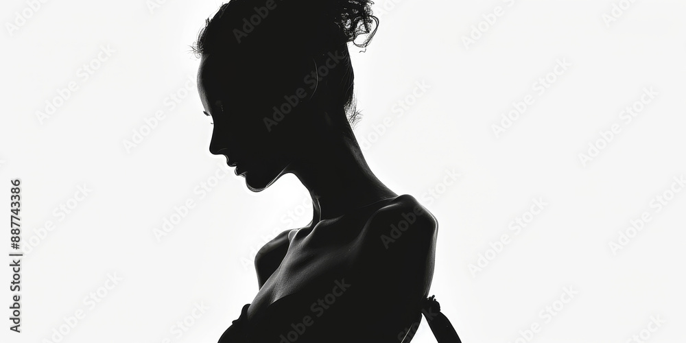 dark silhouette of unrecognizable model posing on a white background dark silhouette of unrecognizable model posing on a white background