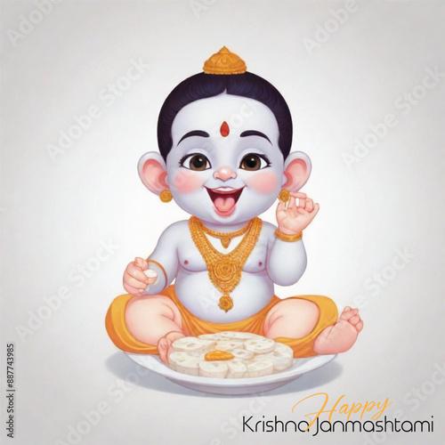  Happy Krishna Janmashtami illustration of Lord Krishna