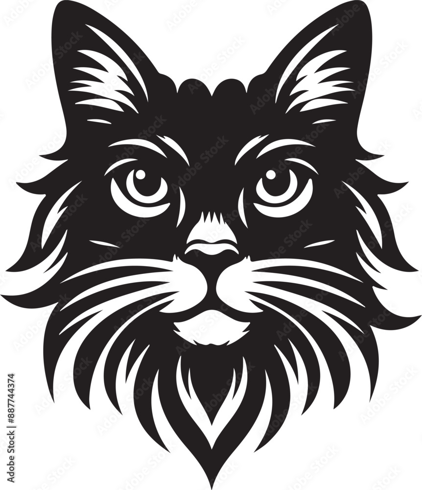 Fototapeta premium Cat face silhouette vector illustration
