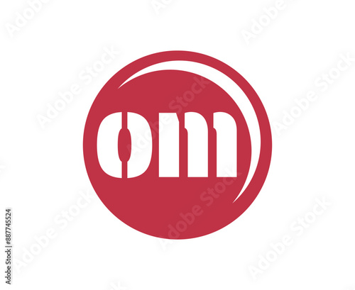 OM sport emblem or team logotype. Ball logo with a combination of Initial letter O and M for balls shop, sports company, training, club badge.