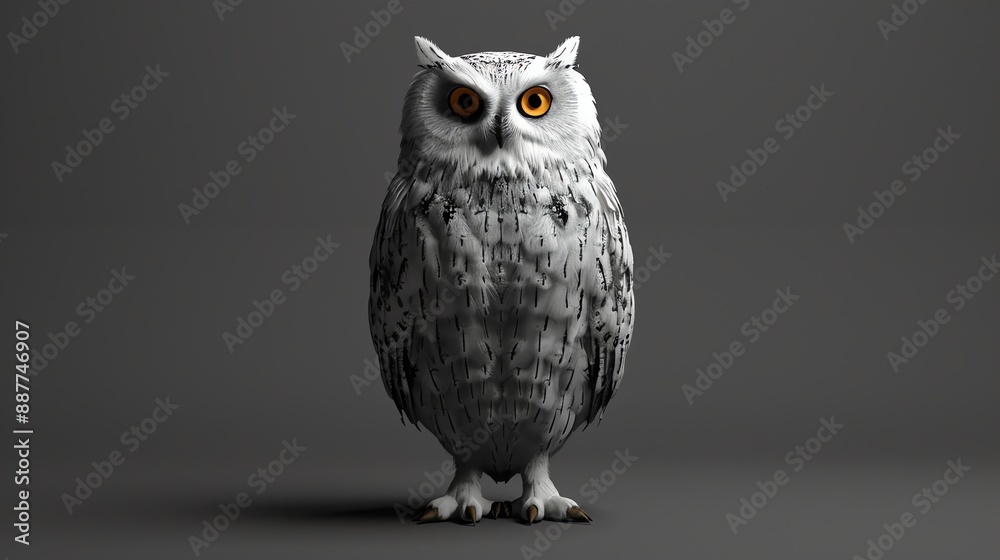 A 3D render of a snowy owl. A 3D render of a snowy owl.