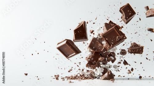 Dark chocolate, white background