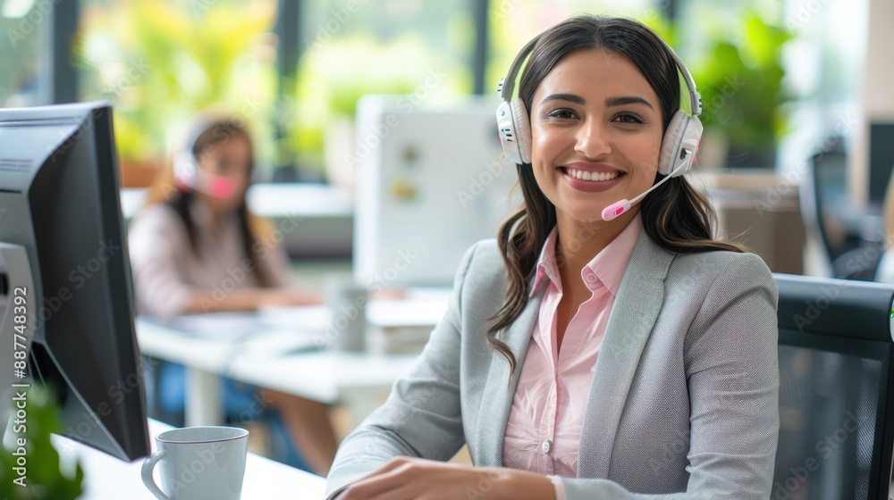 The female call center agent The female call center agent