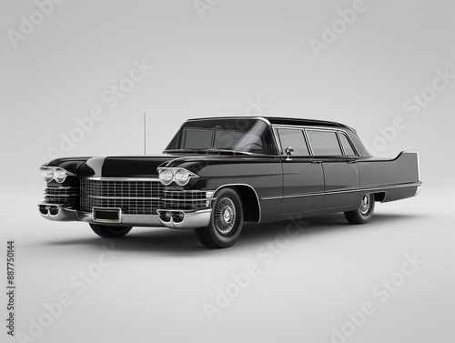 Black limousine isolated on a white background
