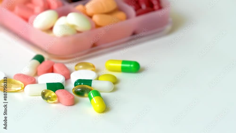 Rotating Drugs, pills, antibiotics, vitamins, healthcare, pharmaceutical industry, drug use, consumption of medicine concept. Rotating Drugs, pills, antibiotics, vitamins, healthcare, pharmaceutical industry, drug use, consumption of medicine concept.