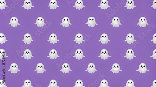 Halloween seamless pattern with pumpkin, ghost and bat in purple background. Halloween greeting cards. holiday season wallpaper, gift paper, pattern fills, web page background.