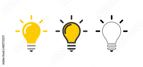 Idea icon set, lightbulb vector, creative idea and inspiration concept illustration on a white background.