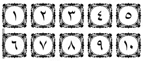 arabic numerals with ornament. Arabic numerals with premium border decoration. illustration vector. transparent background. free to use for your needs.
