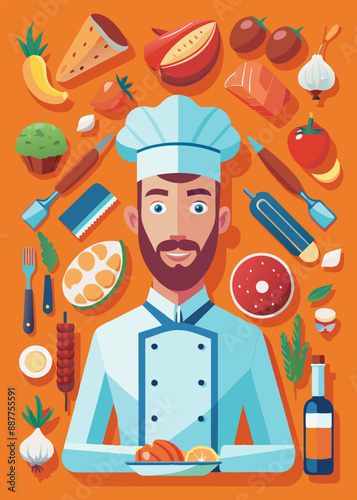 Meat: an appetizing illustration in bright colors.Delicious meat: vector illustration in juicy shades.Colorful meat: an appetizing picture for your menu.
