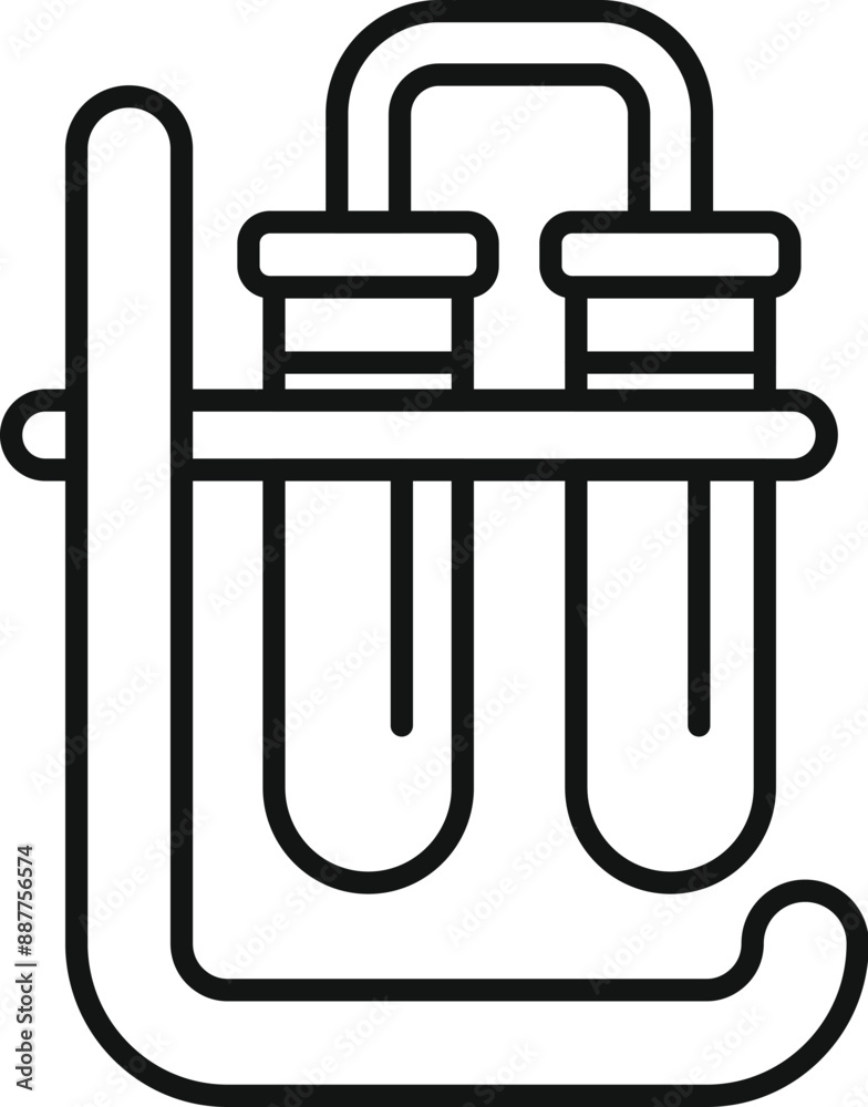 Laboratory equipment icon depicting test tubes being held by a support for scientific experiments Laboratory equipment icon depicting test tubes being held by a support for scientific experiments