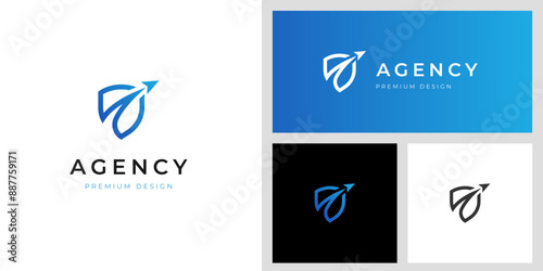 travel agency logo icon design with shield graphic idea for aviation, airport protection vector symbol