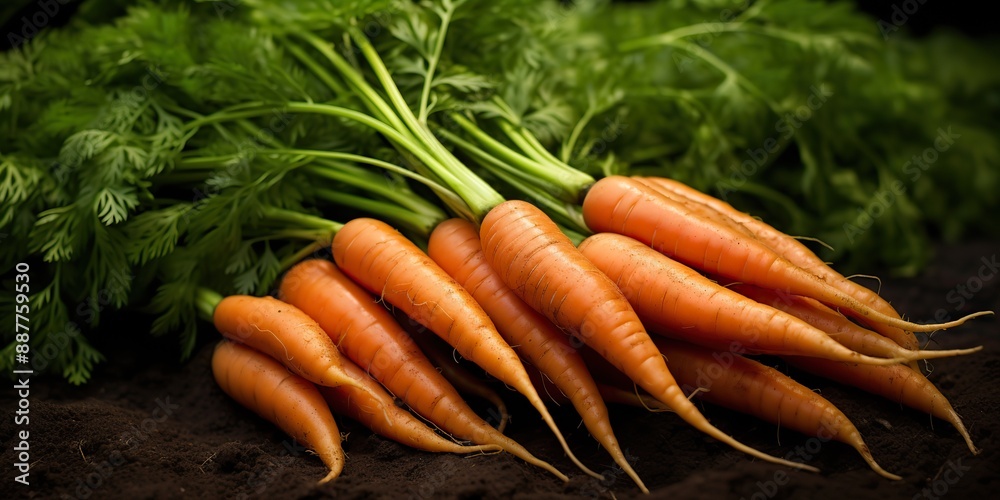 Bunch of harvested cut carrot in simple black background scene Bunch of harvested cut carrot in simple black background scene