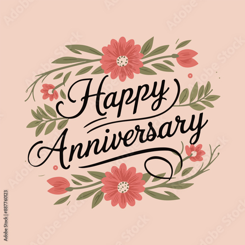 Elegant Happy Anniversary Illustration Design
