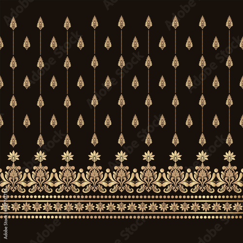 Damask seamless pattern element. Vector floral damask ornament vintage illustration.