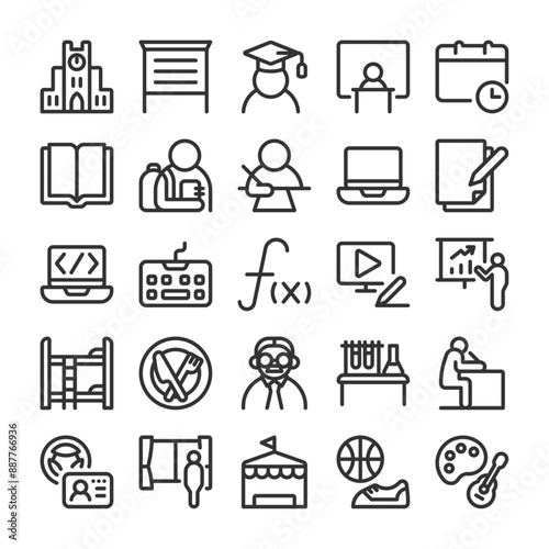 大学 学生寮生活 アイコン セット