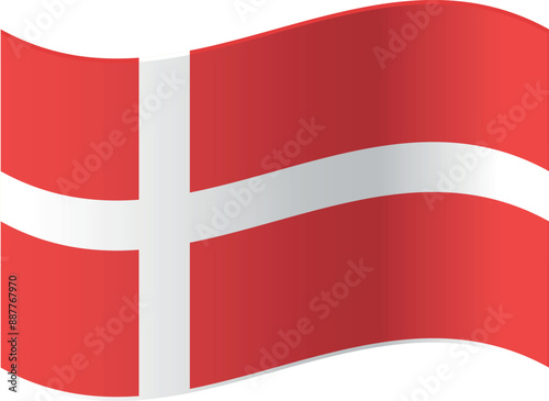 Illustration of denmark flag waving with the wind