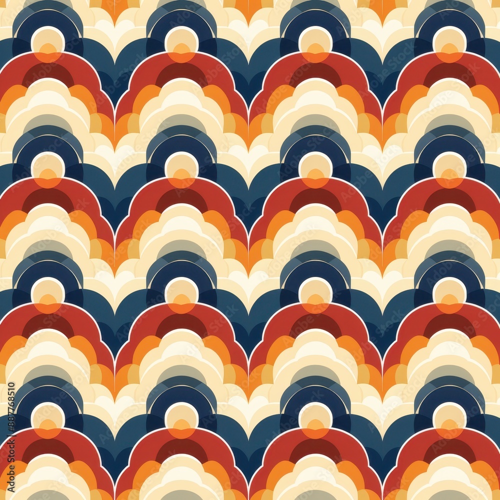Obraz premium Vintage Geometric Pattern With Overlapping Circles