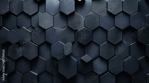 Obraz  z motywem Abstract black texture background hexagon carbon