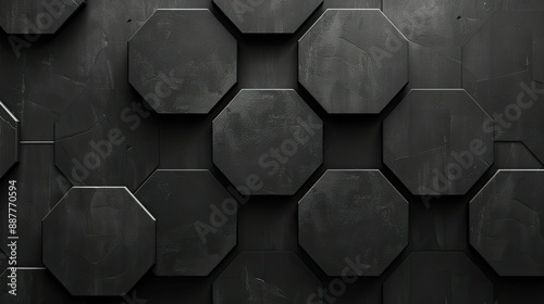 Panel kuchenny z motywem Abstract black texture background hexagon carbon
