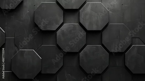 Obraz  z motywem Abstract black texture background hexagon carbon
