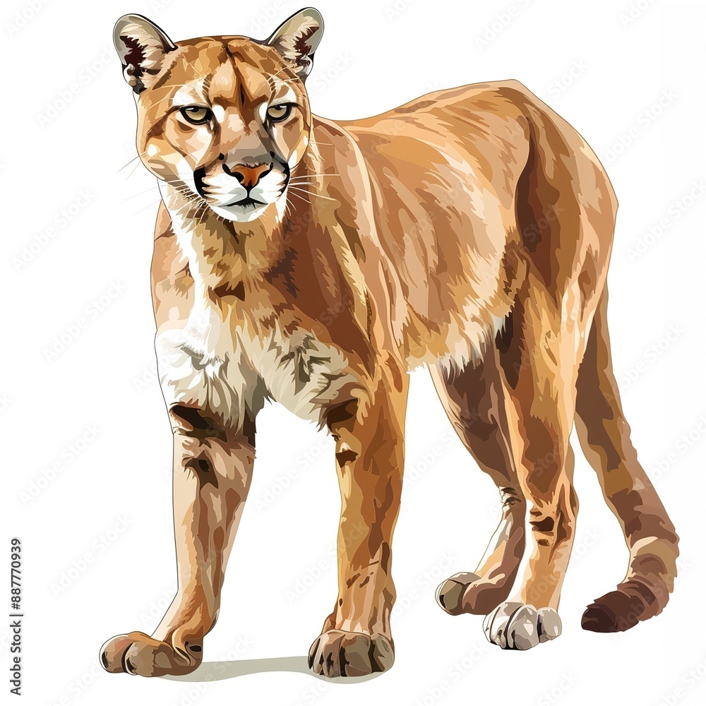 Obraz premium Cougar Retro animal fashion cartoon isolated whitebackground