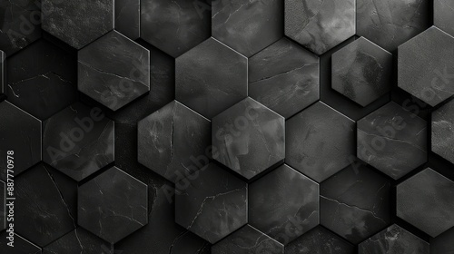 Panel kuchenny z motywem Abstract black texture background hexagon carbon