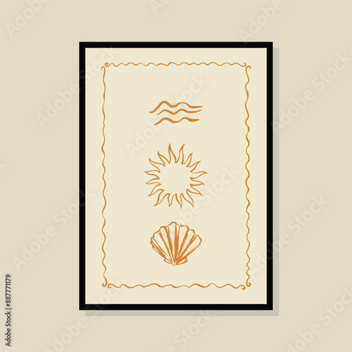 La Dolce Vita hand drawn vector illustration in a poster frame. Art for poster design, postcards, branding, logo design, background.