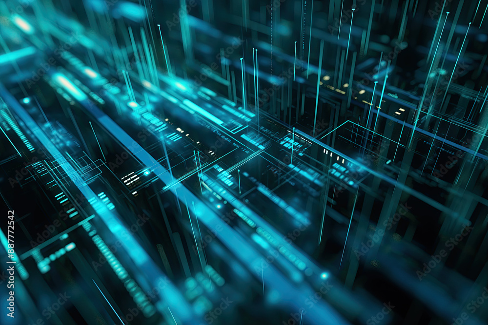 abstract digital art, high tech background with glowing blue lines and geometric shapes, data flow in multiple layers, technology, futuristic, photorealistic // ai-generated abstract digital art, high tech background with glowing blue lines and geometric shapes, data flow in multiple layers, technology, futuristic, photorealistic // ai-generated