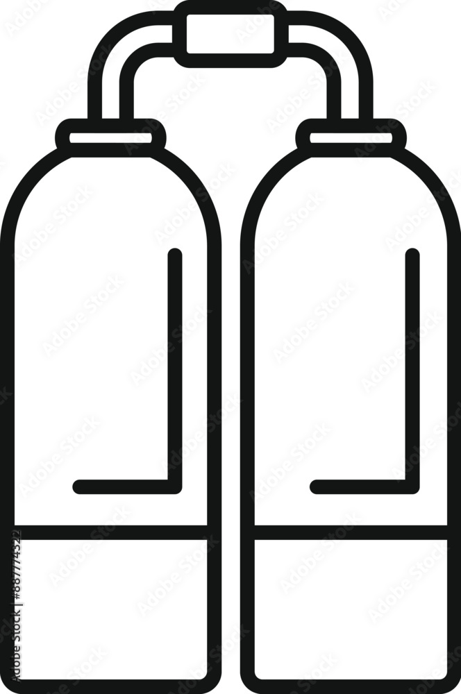 Line art icon of an oxygen tank, essential equipment for scuba diving and exploring the underwater world