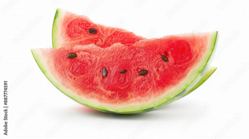 Fresh sweet ripe watermelon slices isolated over white background Fresh sweet ripe watermelon slices isolated over white background