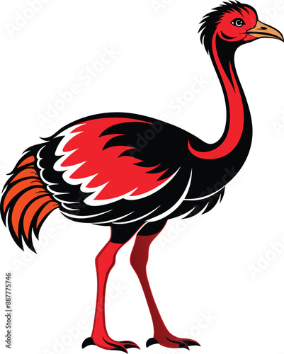 A nice Ostrich silhouette vector art illustration White Background Free Download