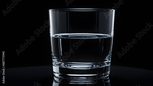 Glass of water on a black background. Close-up image.